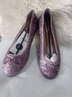 Cat & Jack Lilac Glitter Ballet Flats with Bow